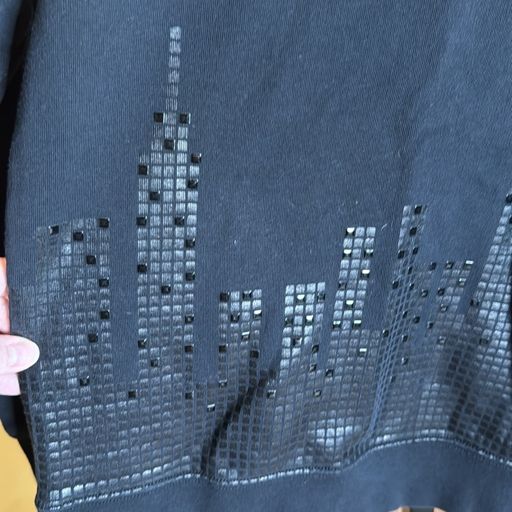 Kate Spade Empire State Building Black Skyline Sweatshirt Size XXS Oversized - Picture 3 of 10